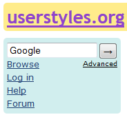 Náhled vyhledávacího okýnka na userstyles.org